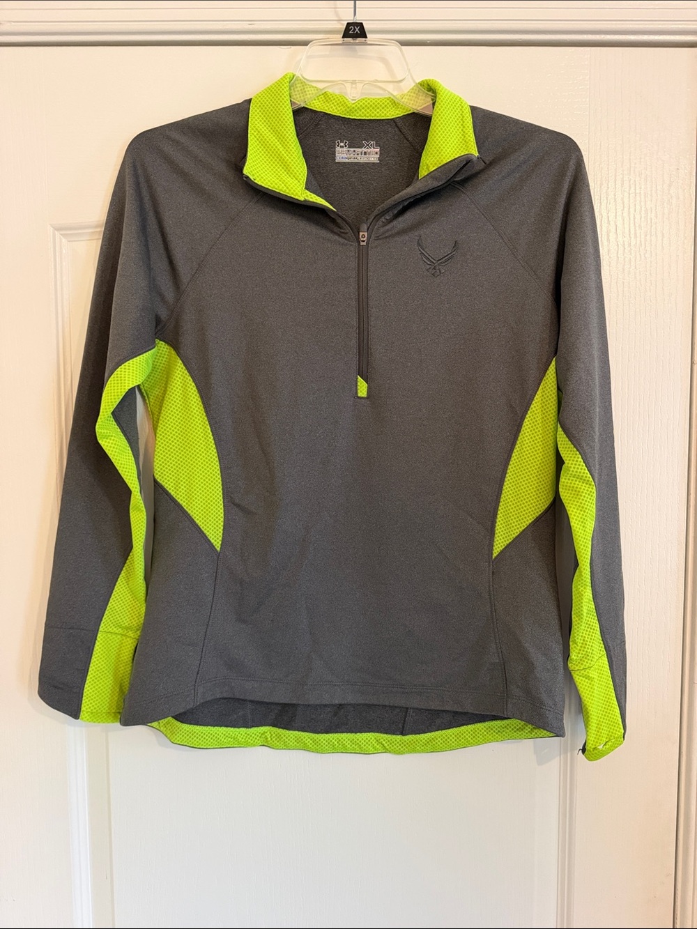 Under Armour Gray & Neon Green ColdGear Half-Zip Pullover